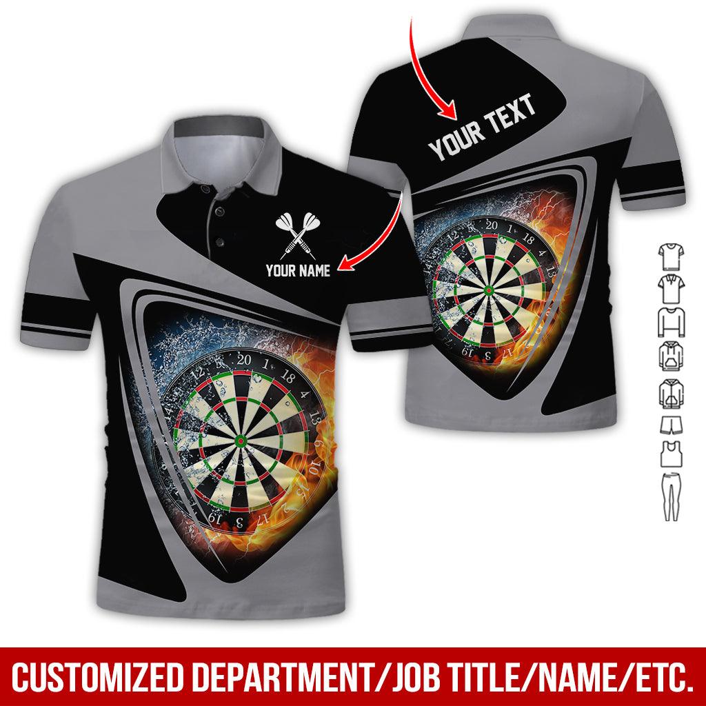 Customized Name & Text Darts Polo Shirt, Personalized Darts Flame Polo Shirt For Men - Perfect Gift For Darts Lovers, Darts Players - Amzanimalsgift