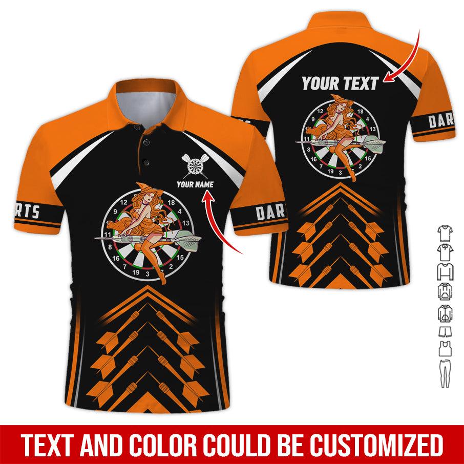 Customized Name & Text Darts Polo Shirt, Personalized Name Darts And Witch Polo Shirt For Men - Perfect Gift For Darts Lovers, Darts Players - Amzanimalsgift