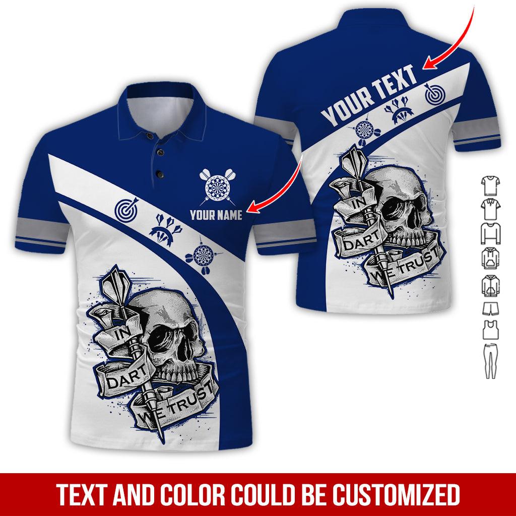 Customized Name & Text Darts Polo Shirt, Personalized Name In Dart We Trust Uniforms Polo Shirt For Men - Perfect Gift For Darts Lovers, Darts Players - Amzanimalsgift