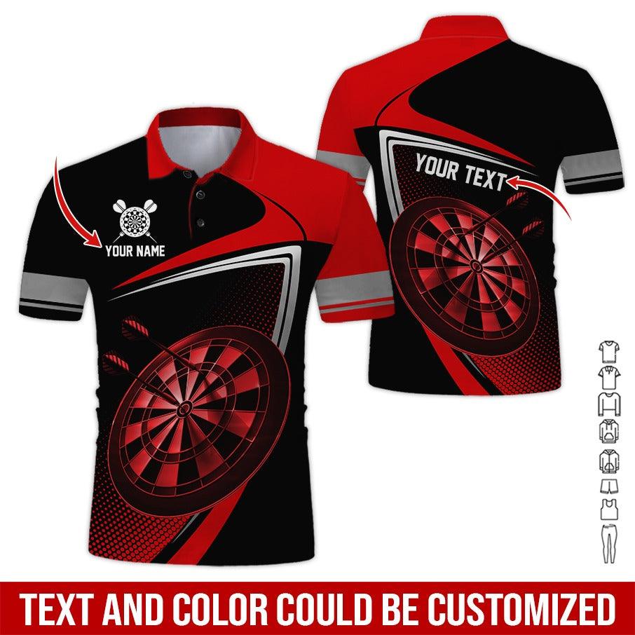 Customized Name & Text Darts Polo Shirt, Personalized Name Love Darts Polo Shirt For Men - Perfect Gift For Darts Lovers, Darts Players - Amzanimalsgift