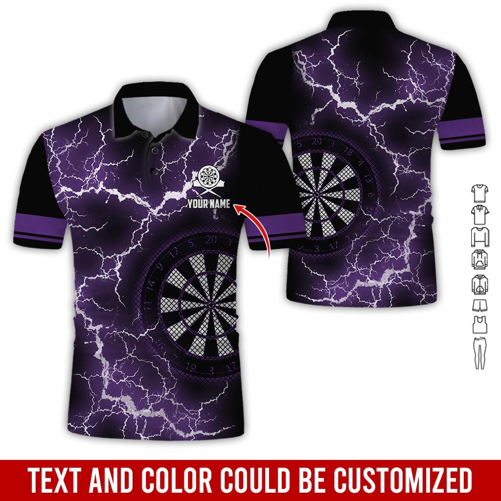 Customized Name Darts Polo Shirt, Darts Thunder Lightning Personalized Darts Polo Shirt For Men - Perfect Gift For Darts Lovers, Darts Players - Amzanimalsgift