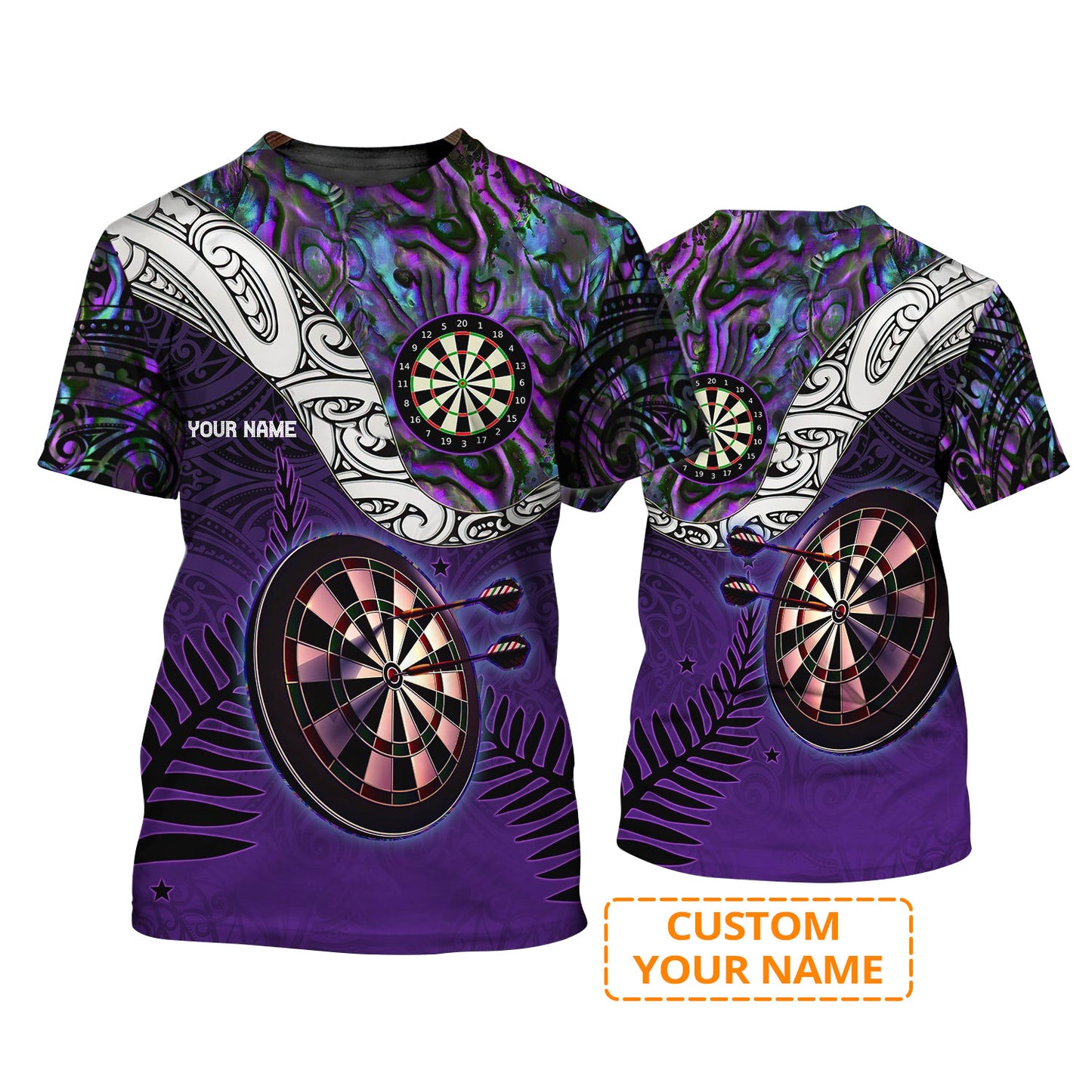 Customized Name Darts T Shirt, Purple Darts Shirts, Personalized Tattoo Maori Darts T Shirt For Men - Perfect Gift For Darts Lovers, Darts Players