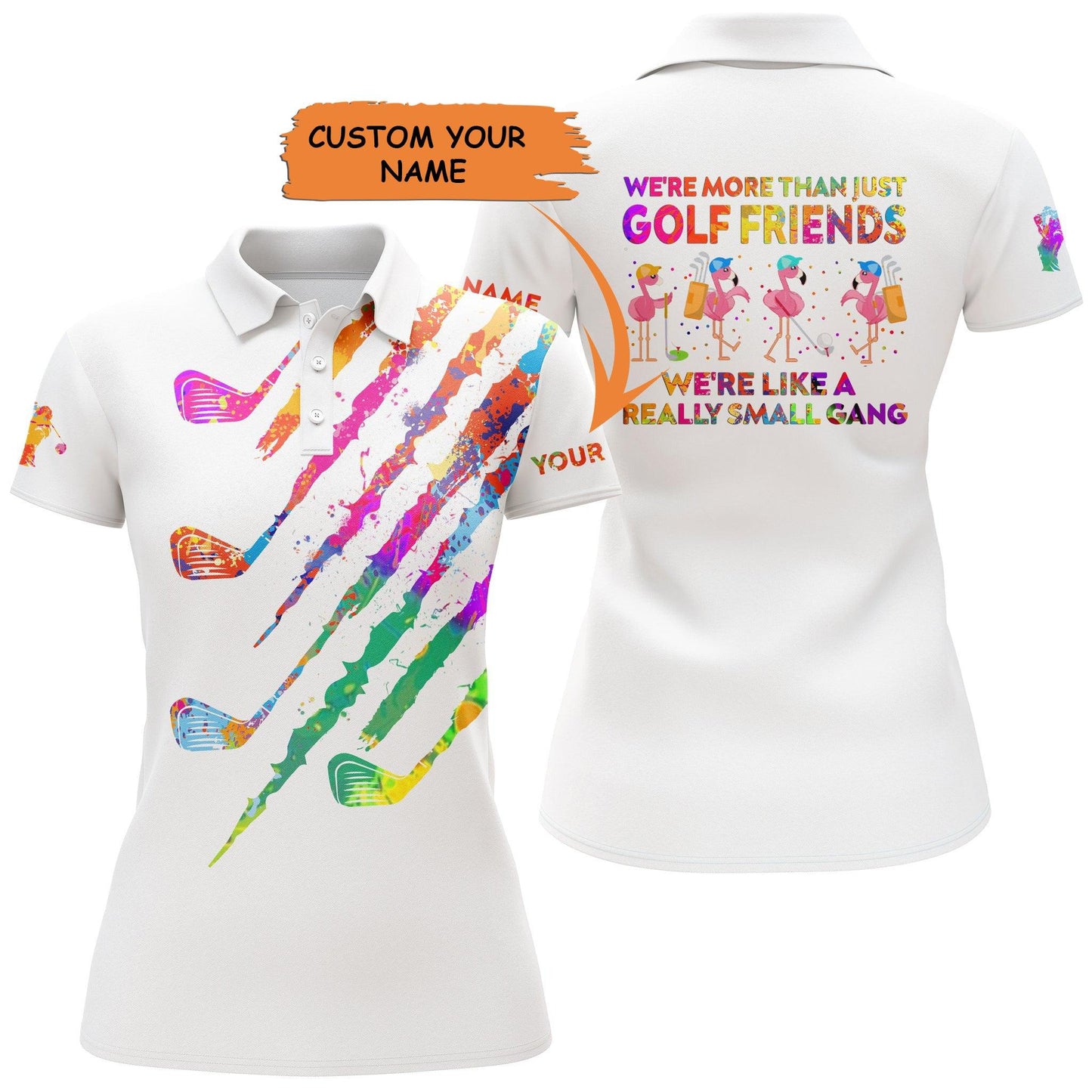 Customized Name Golf Women Polo Shirts, Watercolor Flamingo Personalized We're More Than Just Golf Friends Shirt - Perfect Gift For Golfers, Golf Lovers - Amzanimalsgift