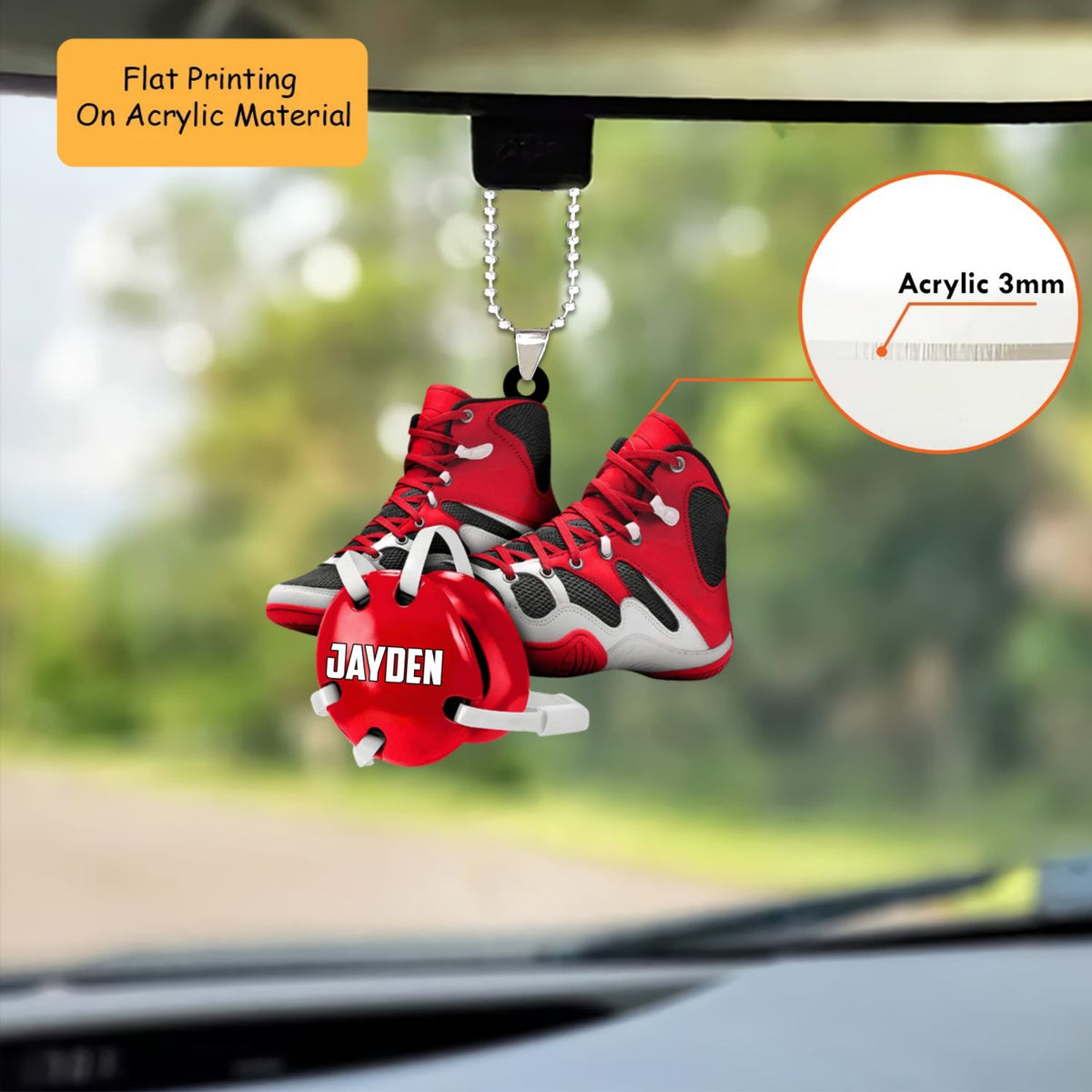 Personalized Wrestling Christmas Ornament, Wrestling Shoes And Headgear Gear, Custom Ornament Christmas Gift, Keychain Wrestling, Car Ornament Wrestling