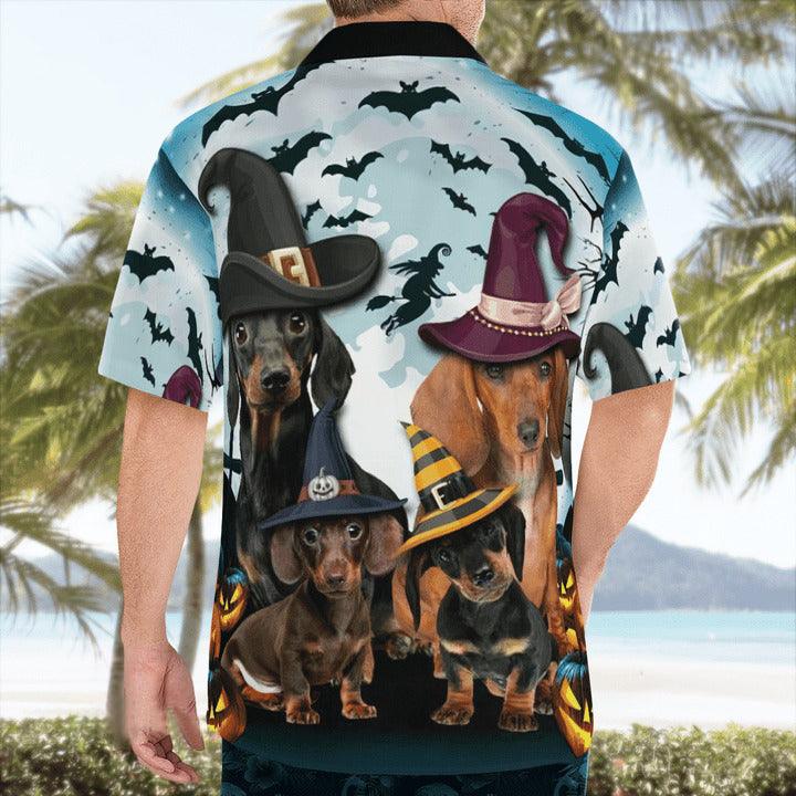 Dachshund Aloha Hawaiian Shirt - Dog Halloween Pumskin Hawaiian Shirt - Perfect Gift For Dog Lovers Friend, Family - Amzanimalsgift
