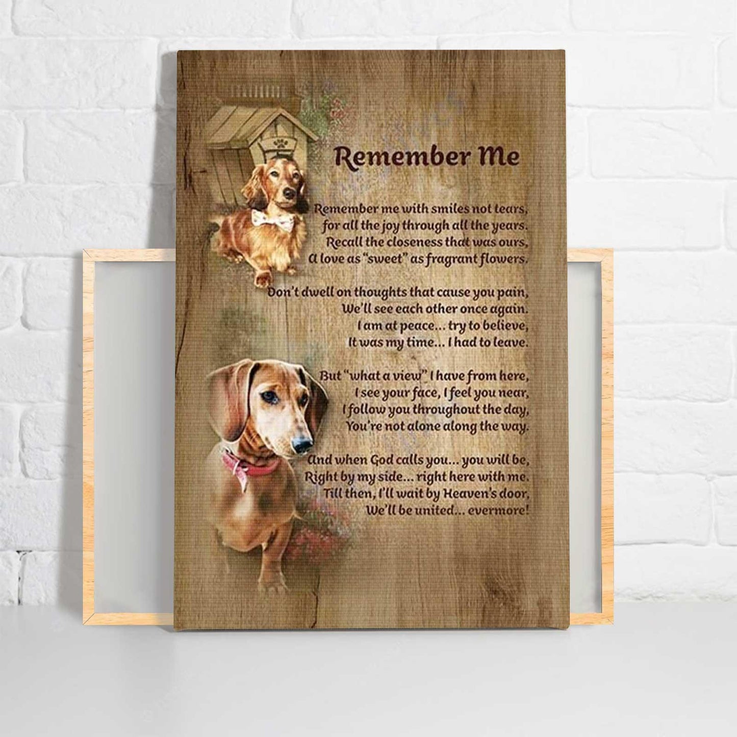Dachshund Portrait Canvas - Dachshund Remember Me Portrait Canvas - Gift For Dog Lovers, Friends, Family, Dachshund Lovers - Amzanimalsgift