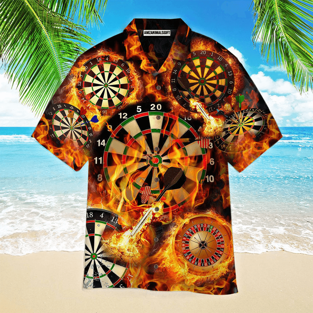 Darts Aloha Hawaiian Shirts For Summer, Flame Dartboard Hawaiian Shirt For Men Women, Gift For Friend, Darts Lovers, Team, Darts Players - Amzanimalsgift