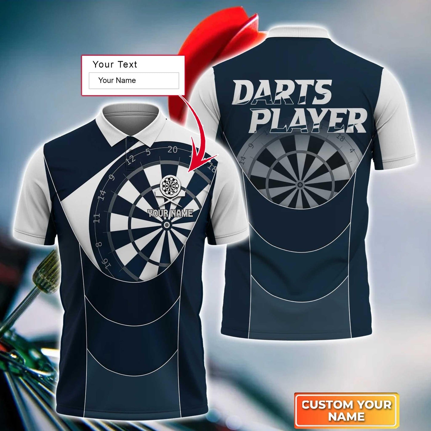 Darts Custom Name Men Polo Shirt, Throwing Bullseye Dartboard Personalized Men Polo Shirt Gift For Darts Lovers, Friend, Team Player - Amzanimalsgift