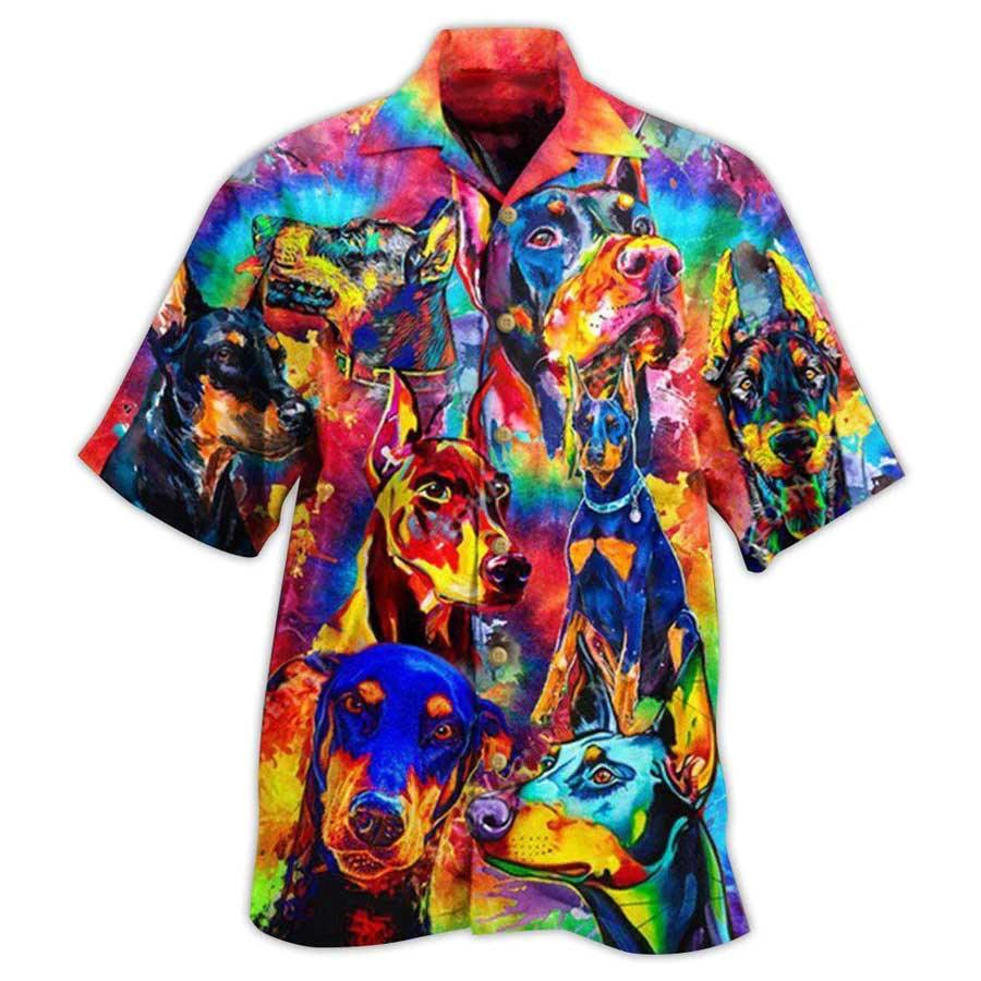 Doberman Pinscher Hawaiian Shirt, Dogs Colorful Aloha Hawaiian Shirt For Summer, Best Cool Dog Hawaiian Shirt, Gift For Men Women, Dog Lover, Friends - Amzanimalsgift