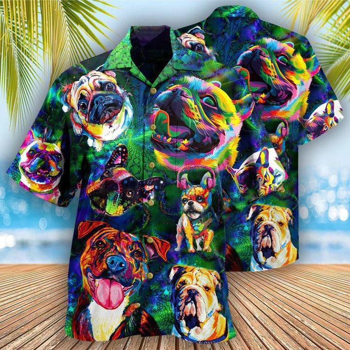 Dogs Aloha Hawaii Shirt - Dogs Peace Love And Colorful Hawaiian Shirt For Summer - Perfect Gift For Dog Lovers, Friend, Family - Amzanimalsgift