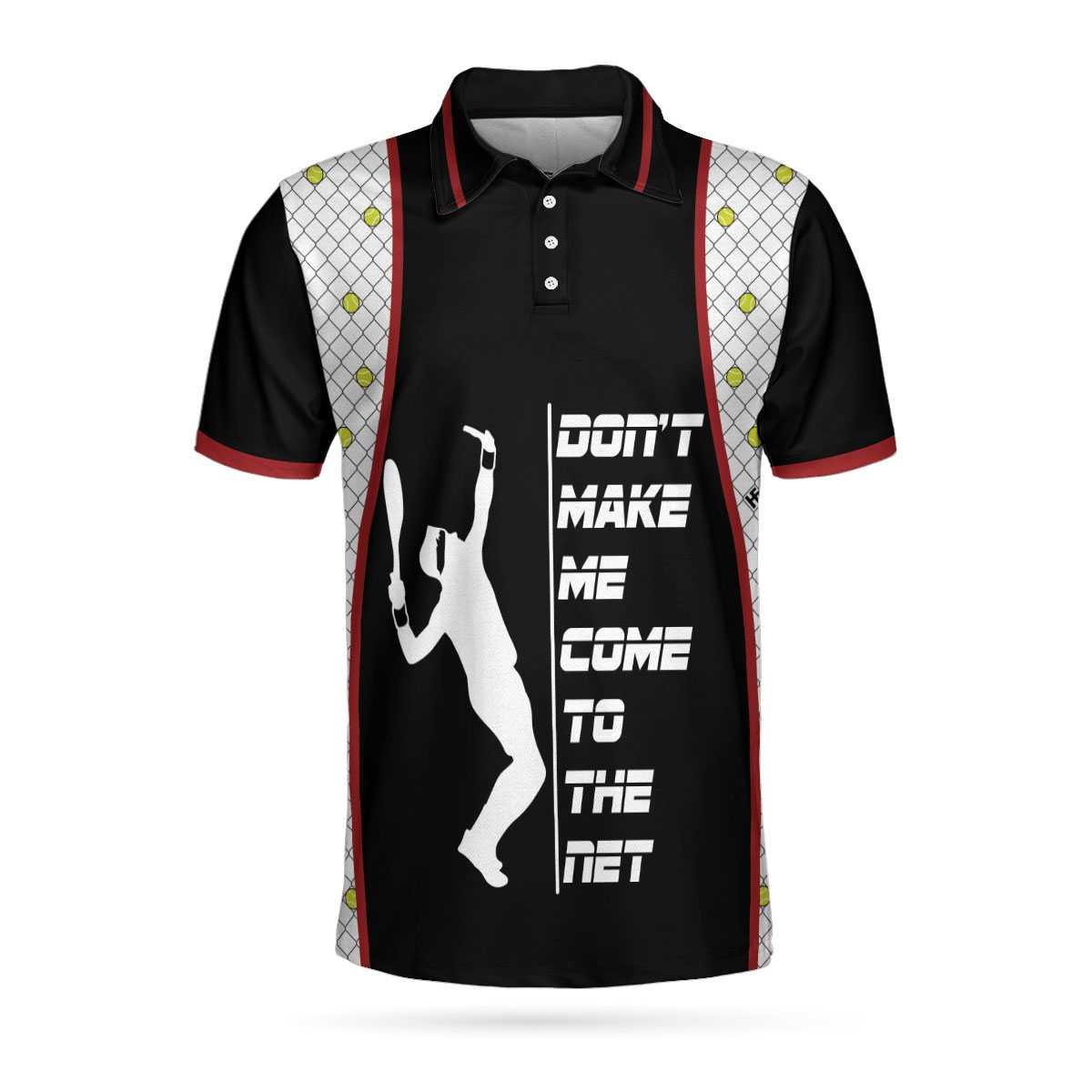 Don't Make Me Come To The Net Tennis Polo Shirt, Short Sleeve Black Tennis Shirt For Men, Polo Shirt Gift For Men, Gift For Tennis Lovers - Amzanimalsgift