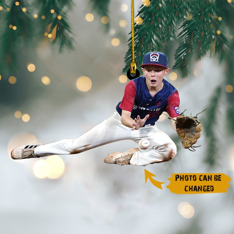 Personalized Baseball Player Ornament, Baseball Christmas Ornament