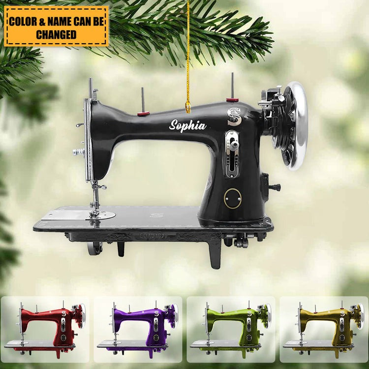 Personalized Sewing Machine Christmas Car Ornament, Custom Shape Car Ornament, Sewing Lover Car Ornament Christmas