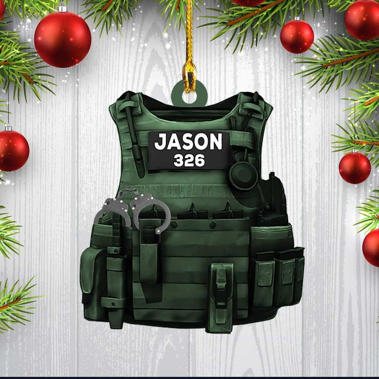 Personalized Police Bulletproof Vest Ornament, Police Christmas Ornament For Him