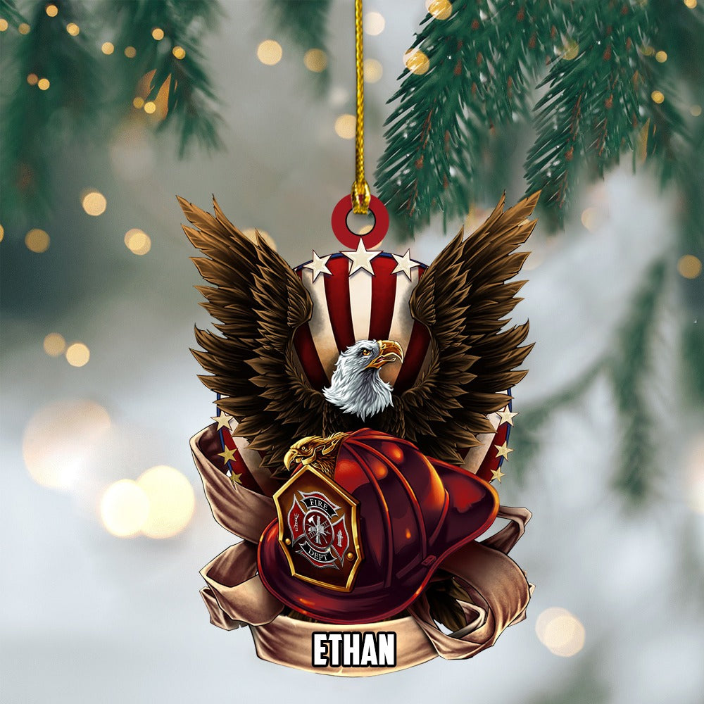 Fire Fighter Eagle Custom Ornament Christmas Acrylic Ornament - Custom Christmas Acrylic Ornament Decor - Christmas Gift For Fighter
