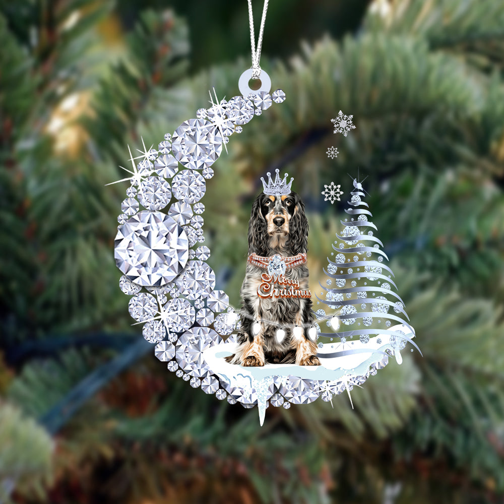 Personalized English Springer Spaniel Diamond Moon Merry Christmas Mica Ornament - Best Gift For Dog Lovers, Dog Owners