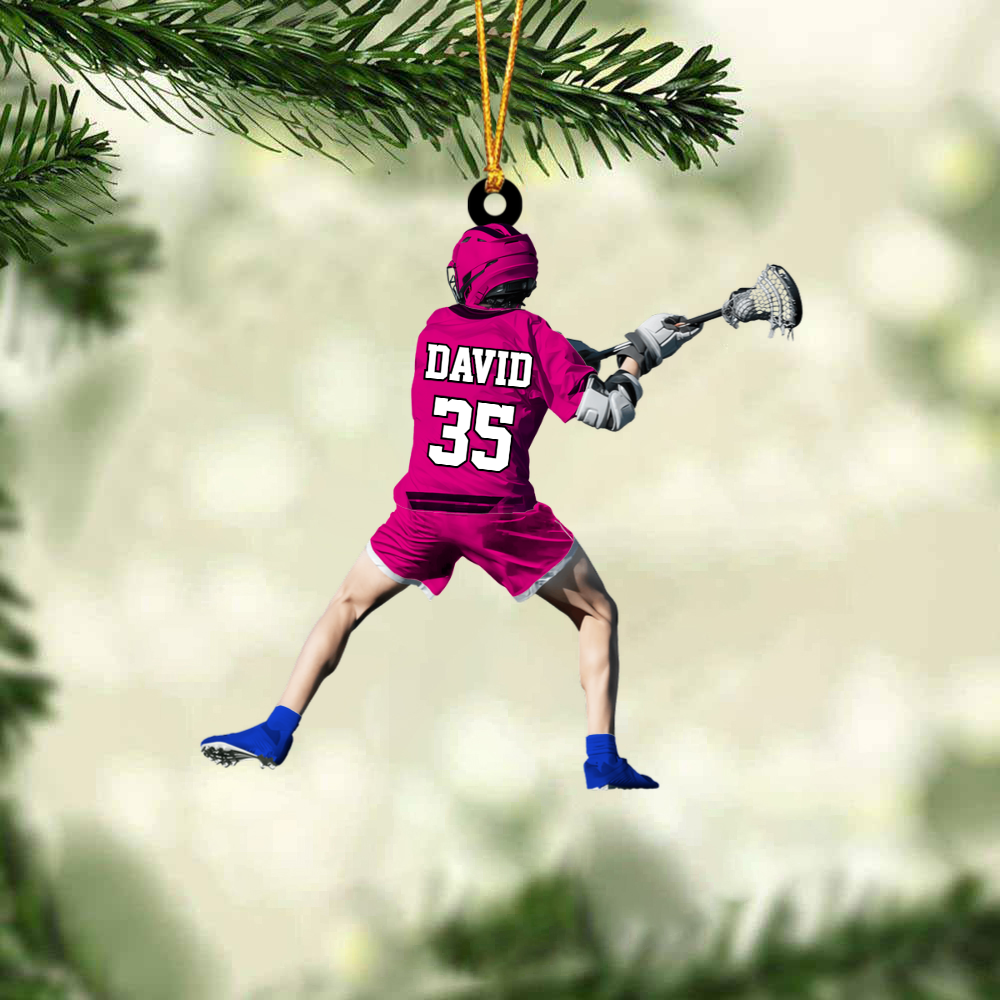 Personalized Lacrosse Man Acrylic Christmas Ornament, Lacrosse Team Gift For Husband, Lacrosse Lovers