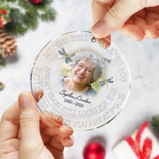 Customized Memorial Photo Acrylic Ornament Personalized Mom, Dad Photo Acrylic Ornament - Memorial Gift For Mom, Dad, Member's Family