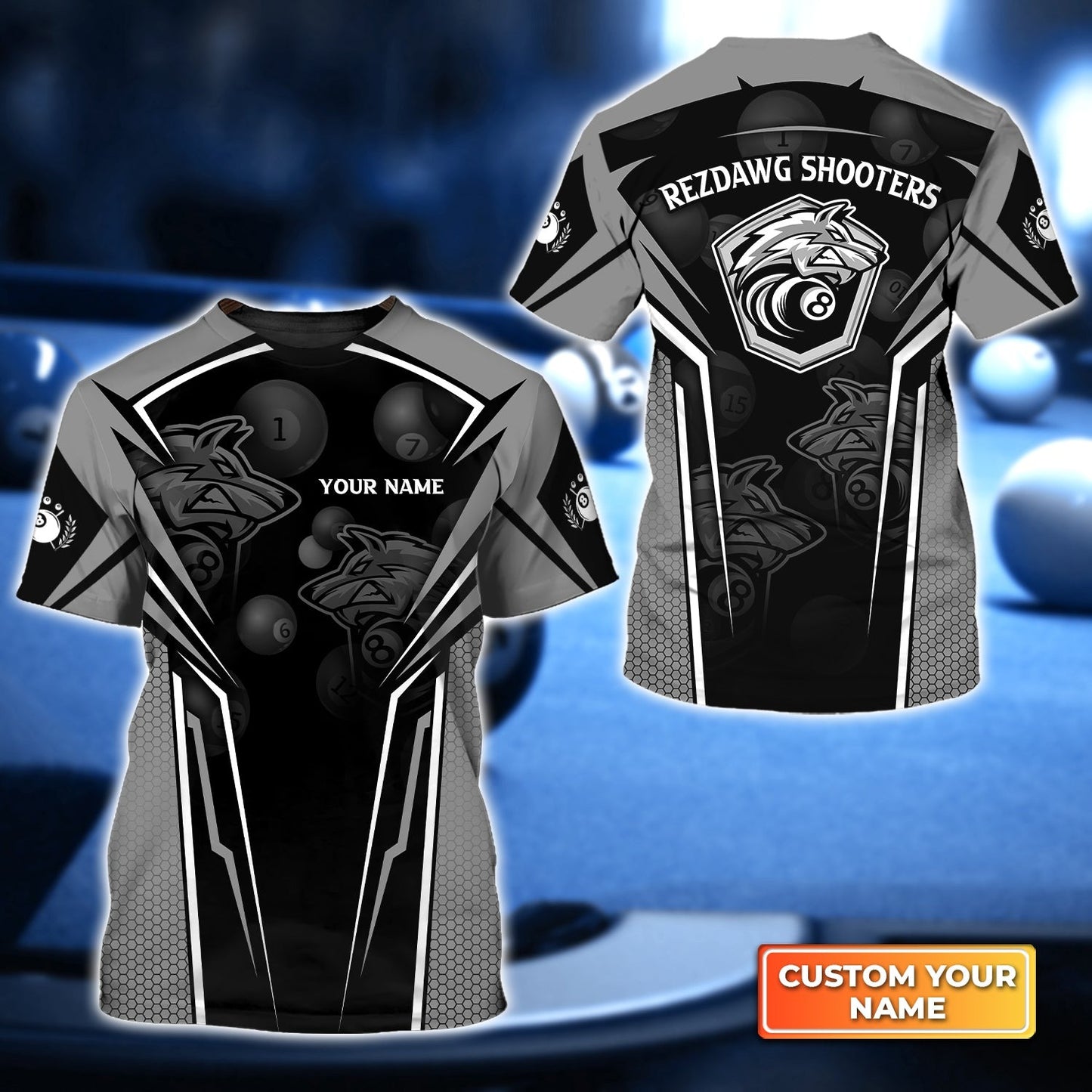 Custom Billiard Men Polo Shirt, Rezdawg Shooters Wolf Billiard Team Personalized Name Polo Shirt, Gift For Men, Billiard Lovers, Billiard Players