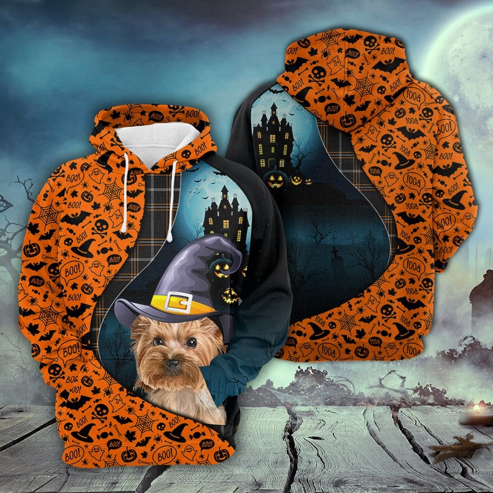 Yorkshire Terrier Halloween Pattern Pullover Premium Hoodie, Perfect Outfit For Men And Women On Christmas New Year Autumn Winter