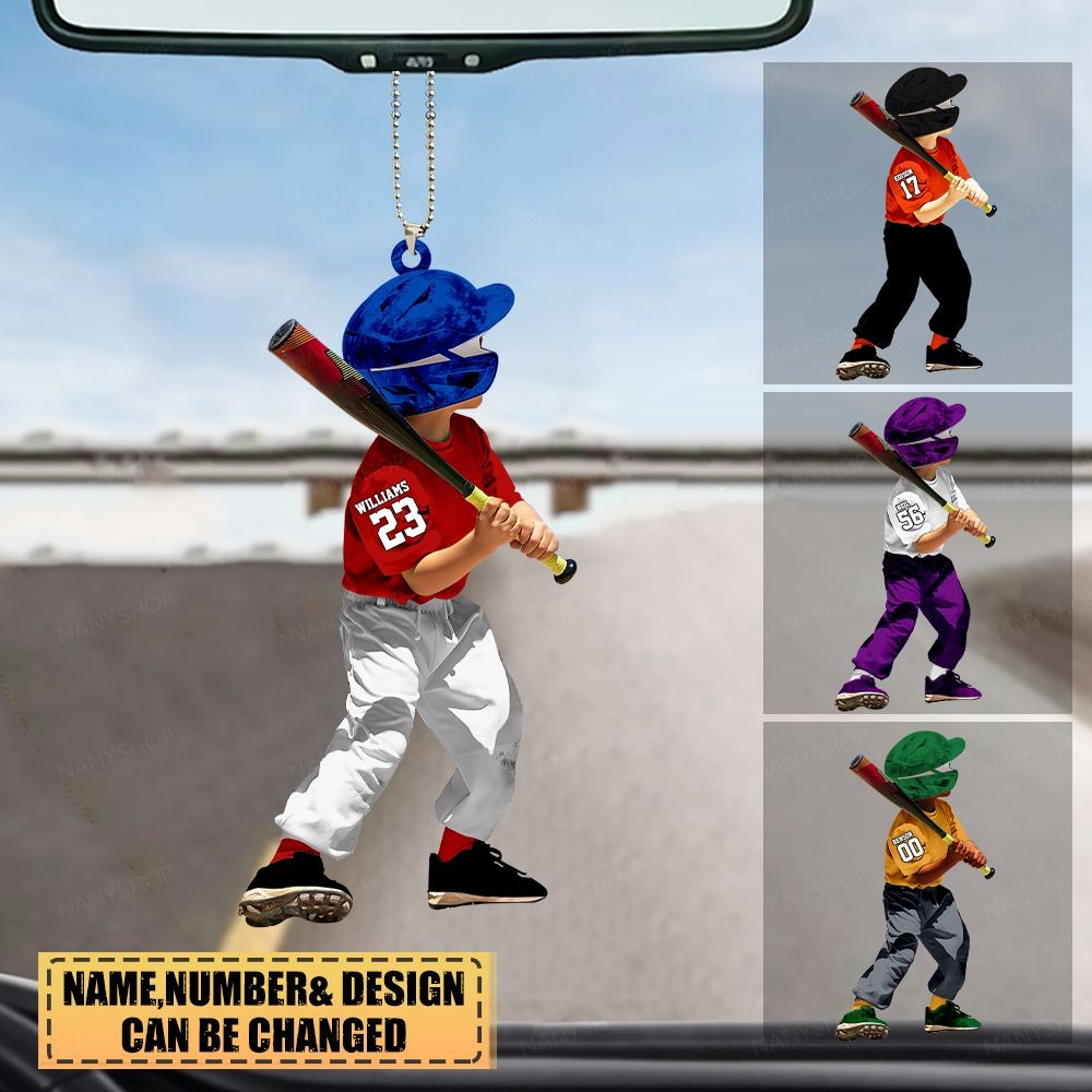 Custom Baseball Young Players Acrylic Car Ornament Gift For Baseball Lovers, Son, Young Player, Grandson - Home Run Car Ornament Decor
