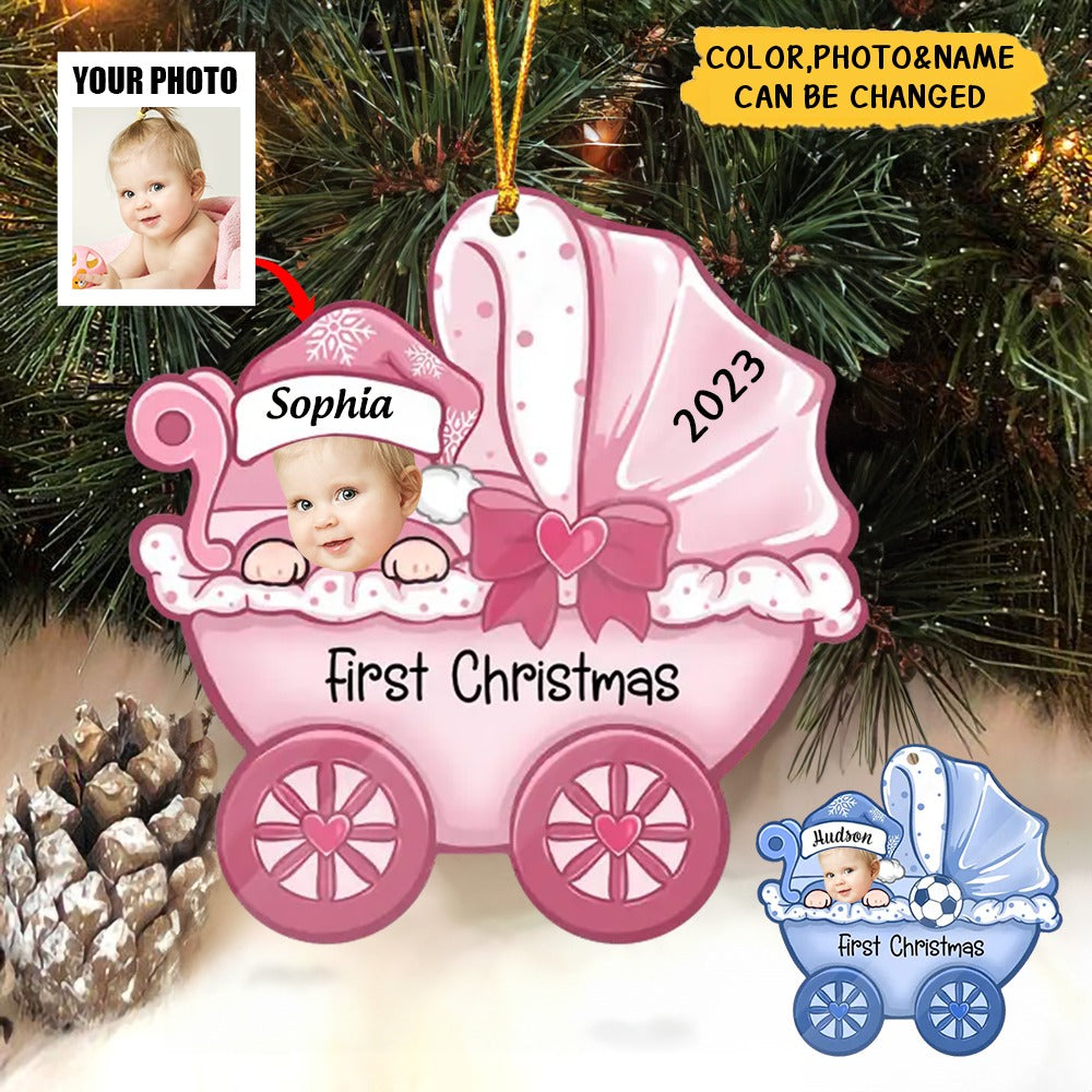Personalized Photo Acrylic Ornament Gift For Baby - First Christmas - Custom Shaped Acrylic Ornament, Christmas Ornament Decor