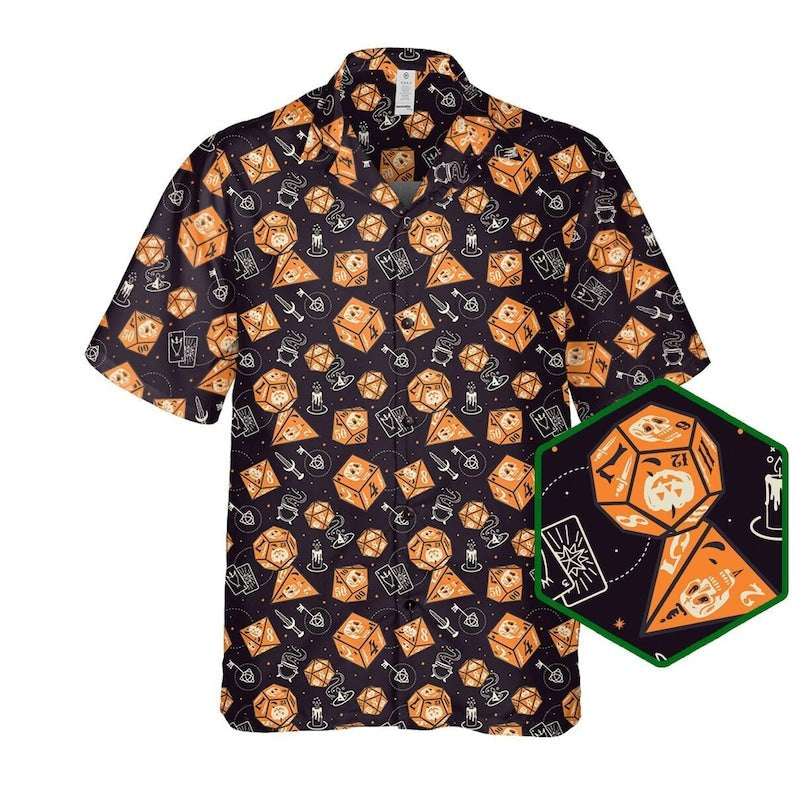 Halloween DnD Hawaiian Shirt, Dice Hawaiian Shirt, DnD Halloween Aloha Shirt For Men & Women - Halloween Gift For Members Family, Friends