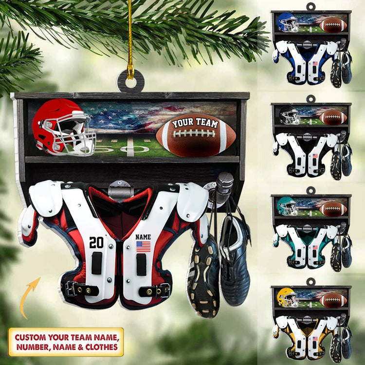 Personalized Car Ornament American Football Christmas Car Ornament For Football Lovers, Football Player