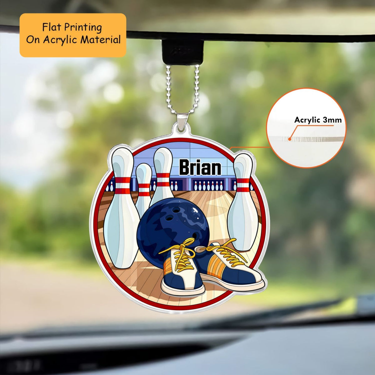 Personalized Bowling Christmas Ornament, Bowling Valley, Custom Ornament Christmas Gift, Keychain Bowling, Car Ornament Bowling