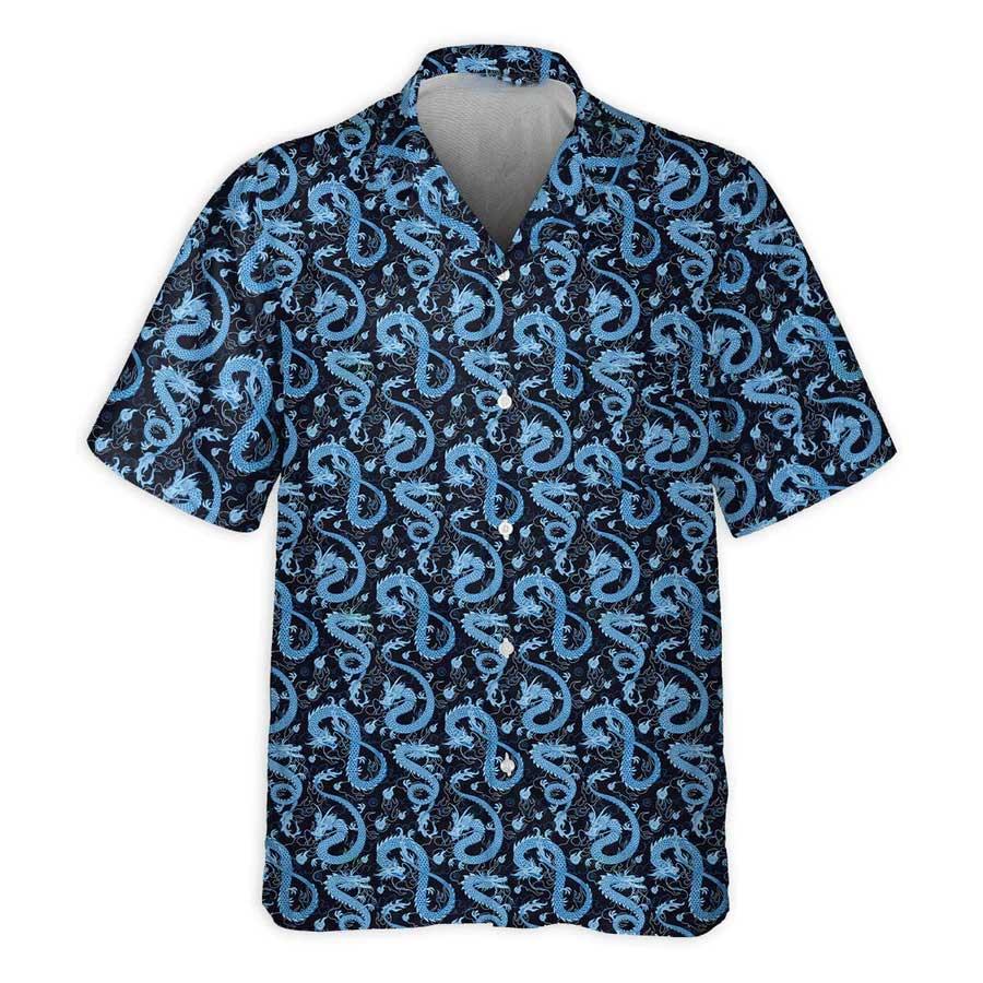 Dragon Aloha Hawaiian Shirt For Summer, Dragon Black And Blue Style Hawaiian Shirts Outfit For Men Women, Dragon Lovers - Amzanimalsgift