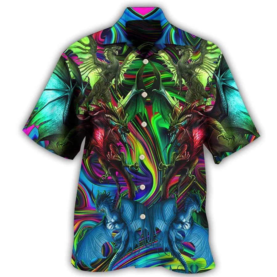 Dragon Colorful Style Aloha Hawaiian Shirt For Summer, Dragon Love Life Hawaiian Shirts Outfit For Men Women, Dragon Lovers - Amzanimalsgift