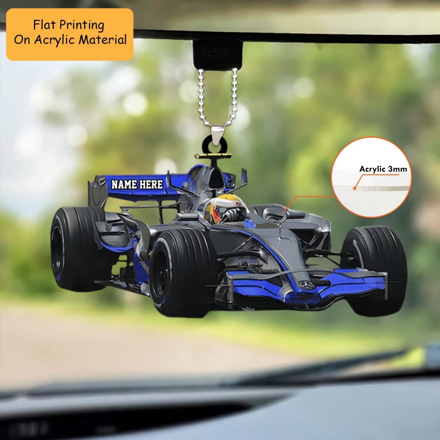 Personalized Formula Race Car Flat Acrylic Ornament, Meaningful Christmas Ornament Gifts For Racing Car Lovers