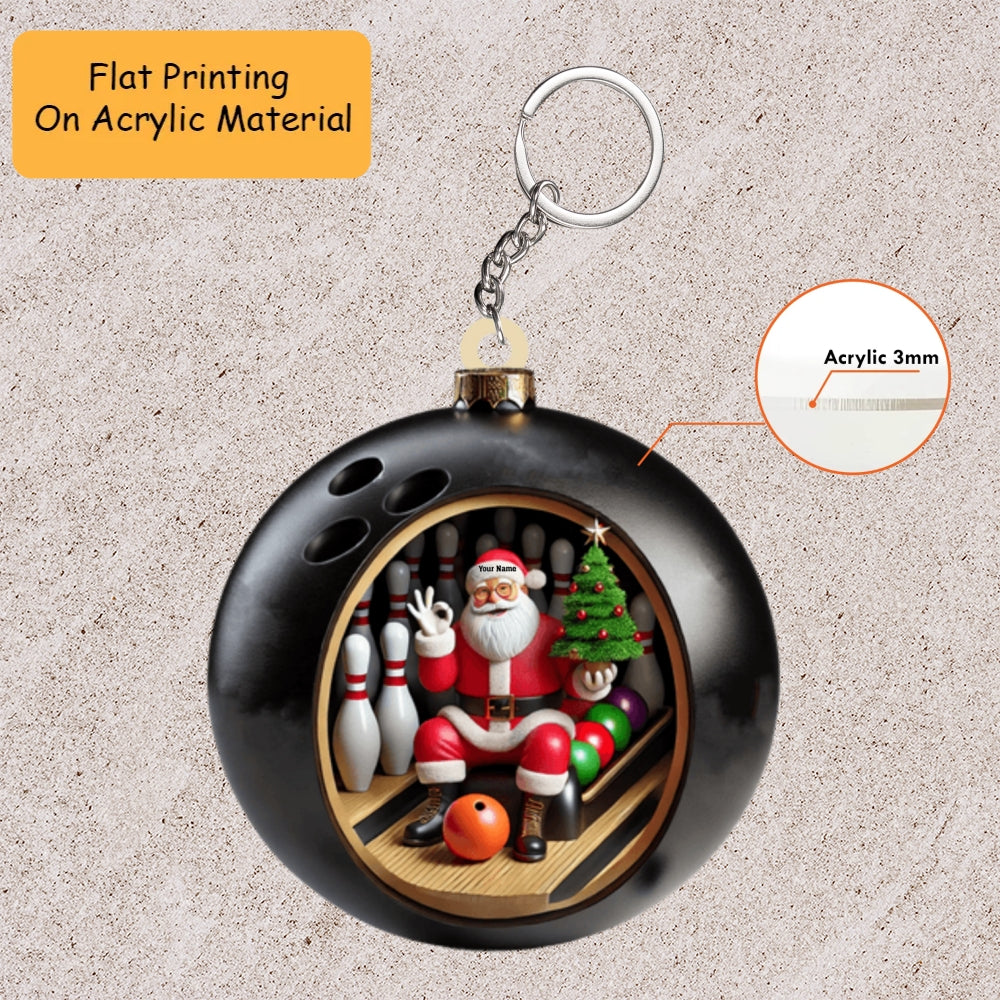 Personalized Bowling Ball Home Decor Acrylic Ornament, Bowling Christmas Keychain, Car Ornament, Christmas Ornament Gifts