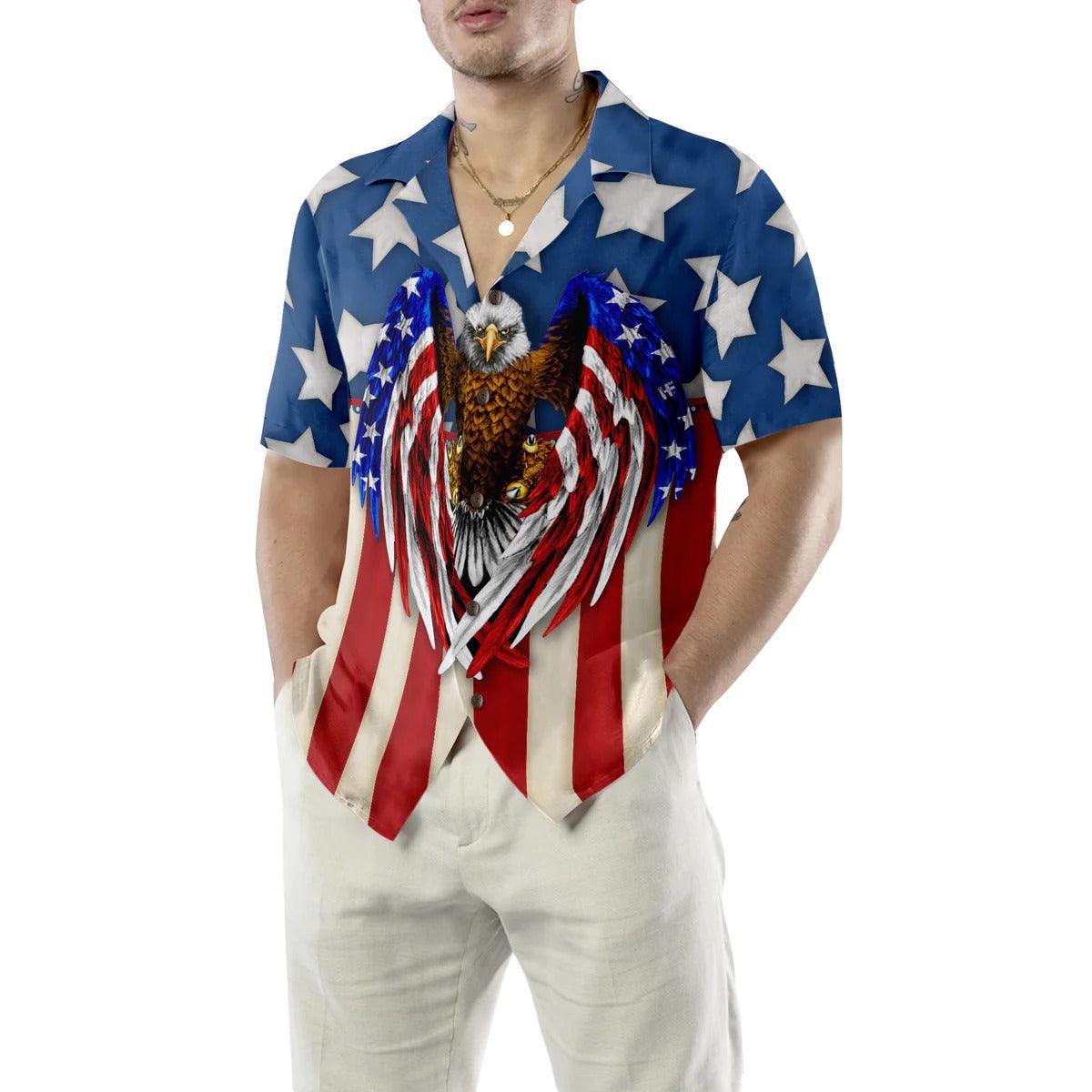 Eagle US Flag Hawaiian Shirt, Red White Boujee Hawaiian Shirt - Perfect Gift For Lover, Friend, Family - Amzanimalsgift