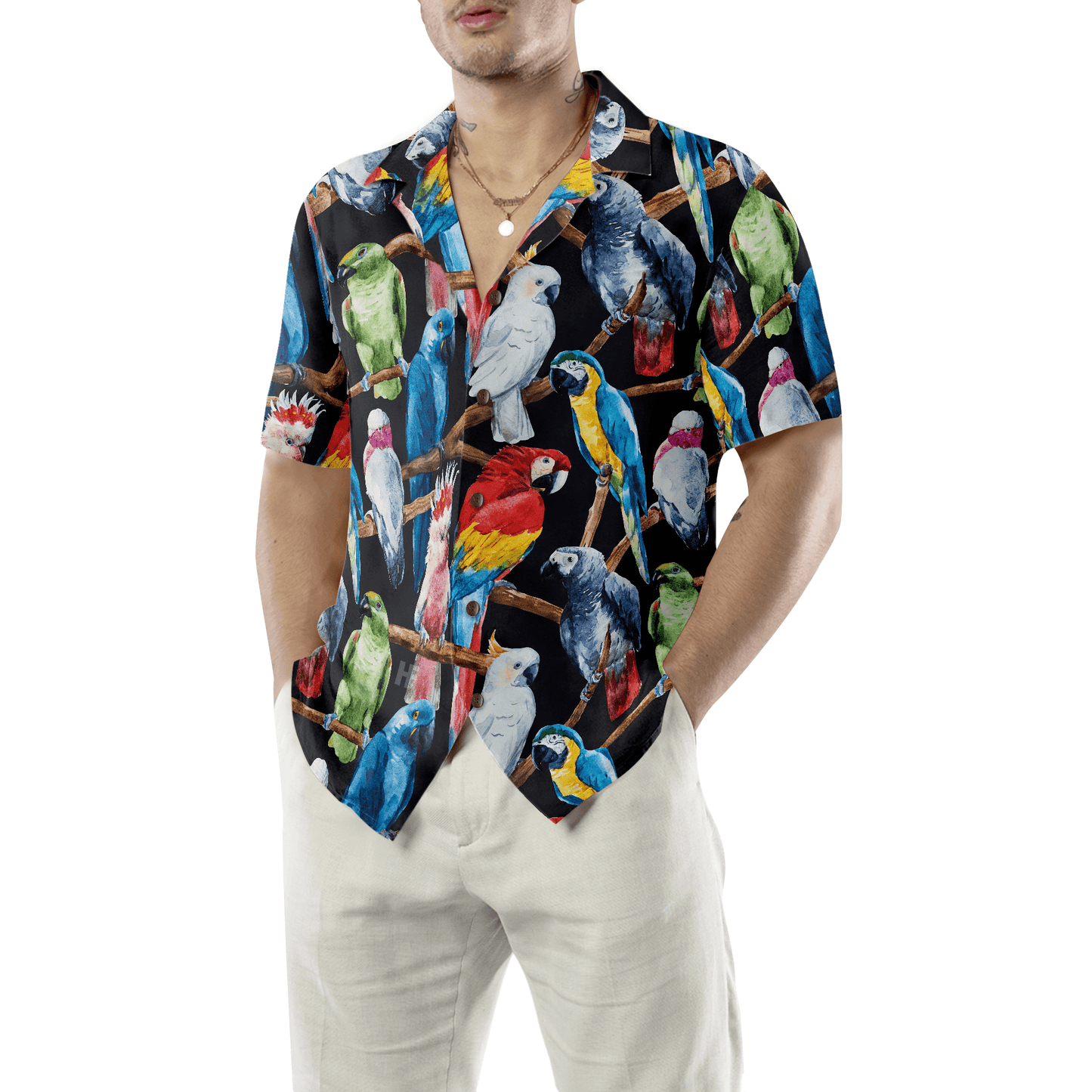 Exotic Parrots & Plant Leaves Hawaiian Shirt, Colorful Summer Aloha Shirts For Men Women, Perfect Gift For Husband, Wife, Boyfriend, Friend - Amzanimalsgift