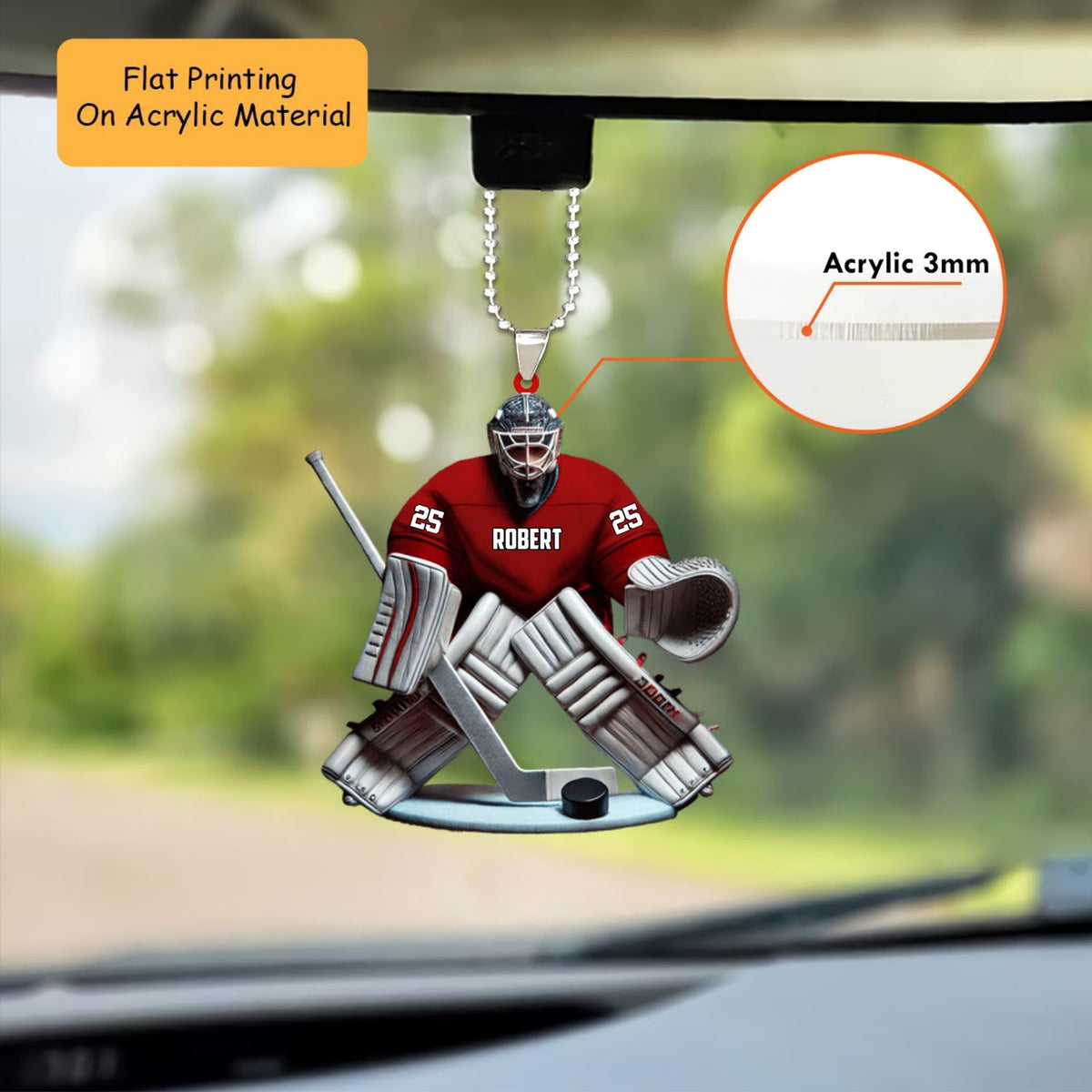Personalized Hockey Goaltender Christmas Ornament, Custom Name Number Goalie Jersey, Custom Ornament Christmas Gift, Keychain Hockey, Car Ornament Hockey