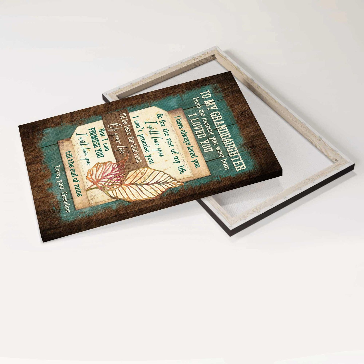 Family Premium Wrapped Portrait Canvas - Grandma To Granddaughter, Leaf Painting, Vintage Background, I Have Always Loved You - Gift For Granddaughter - Amzanimalsgift