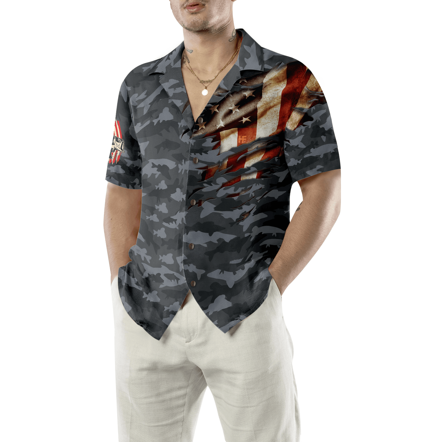 Fishing American Flag Hawaiian Shirt, Colorful Summer Aloha Shirt For Men Women - Perfect Gift For Friend, Family, Husband, Wife - Amzanimalsgift