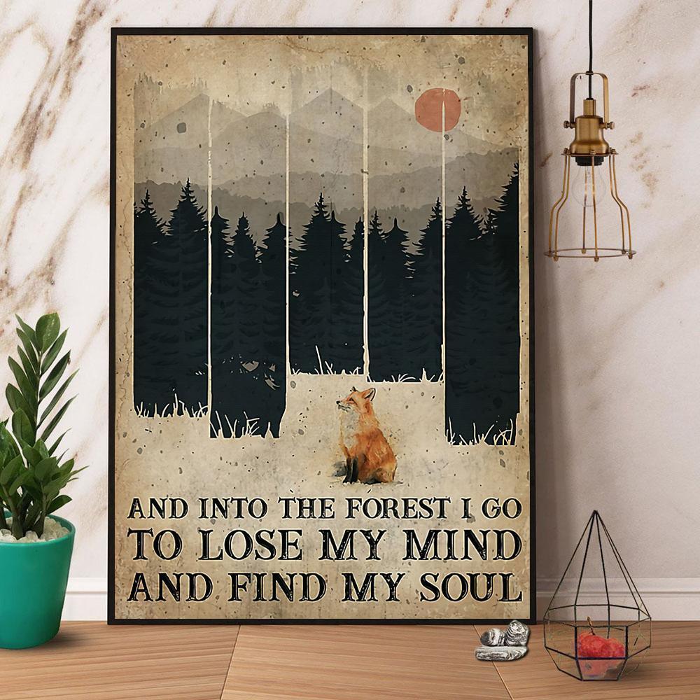 Fox And Forest Portrait Canvas - Fox And Into The Forest I Go To Lose My Mind Portrait Canvas - Gift For Forest Lovers, Animal Lovers, Friends, Family - Amzanimalsgift