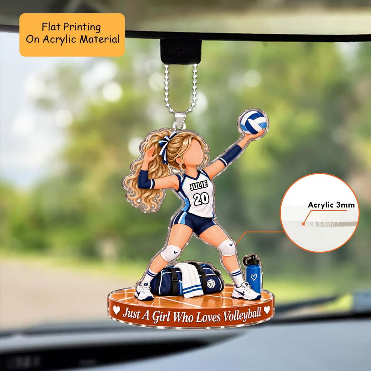 Personalized Volleyball Christmas Ornament, Volleyball Girl Player, Custom Ornament Christmas Gift, Keychain Volleyball, Car Ornament Volleyball