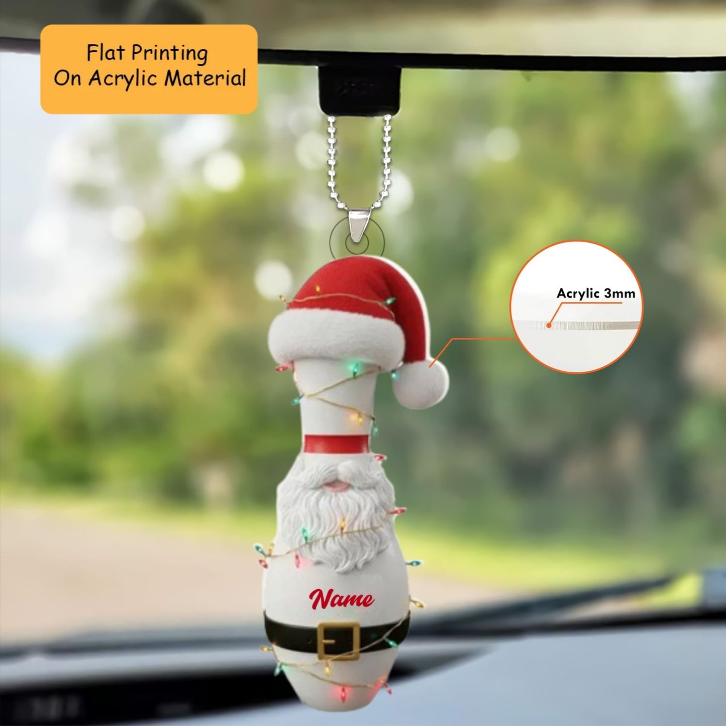 Personalized Bowling Ball Ornament, Bowling Christmas Keychain, Car Ornament