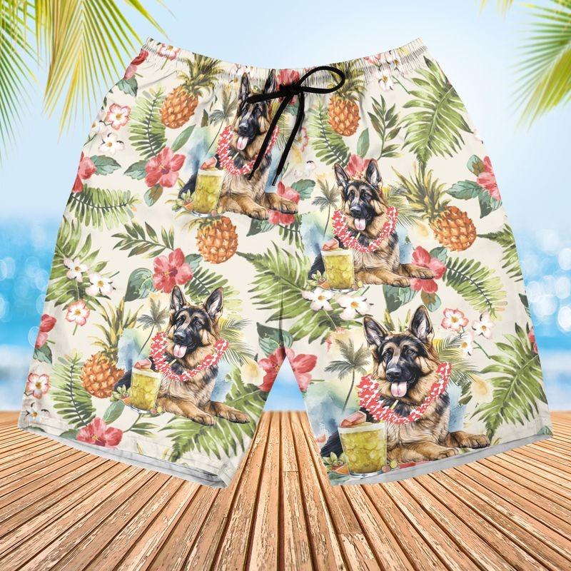 German Shepherd Aloha Hawaiian Shirt - Tropical Leaves Hawaiian Shirt, German Shepherd And Pineapple Hawaiian Shirt For Men & Women, Dog Lover - Amzanimalsgift