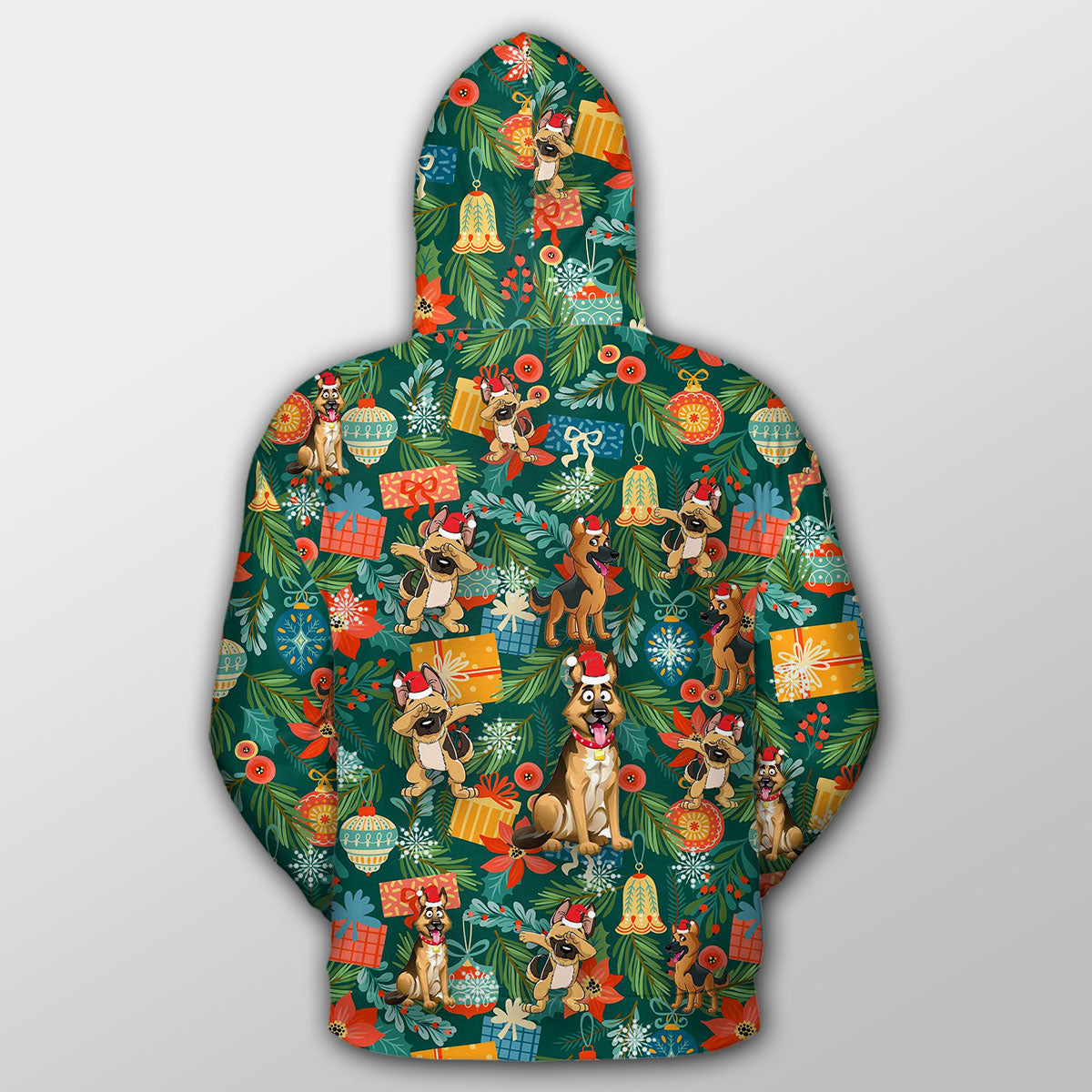 German Shepherd Poinsettia Mistletoe Christmas Premium Zip Hoodie For Men & Women, Perfect Gift And Outfit For Christmas, Dog Mom Dad