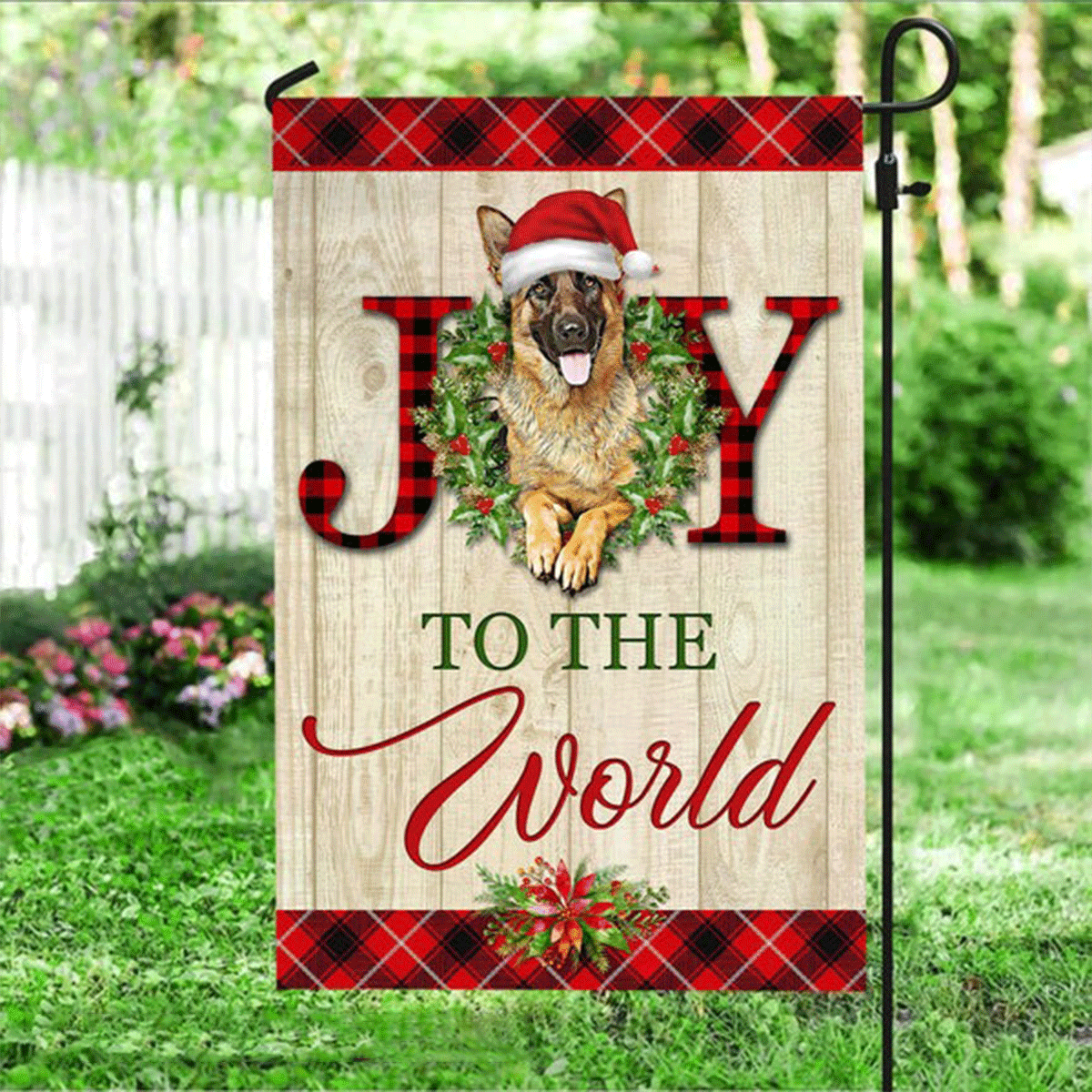 German Shepherd Flag - German Shepherd On Christmas, Joy To The World Flag - Perfect Gift For Dog Lover, Friend, Family, Christmas - Amzanimalsgift