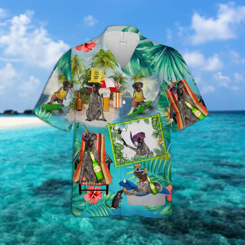 German Shorthaired Pointer Hawaiian Shirt, Dog Surfing Hawaiian Shirt, Tropical Summer Aloha Shirt For Men - Perfect Gift For German Shorthaired Pointer Lovers, Husband, Boyfriend, Friend, Family - Amzanimalsgift