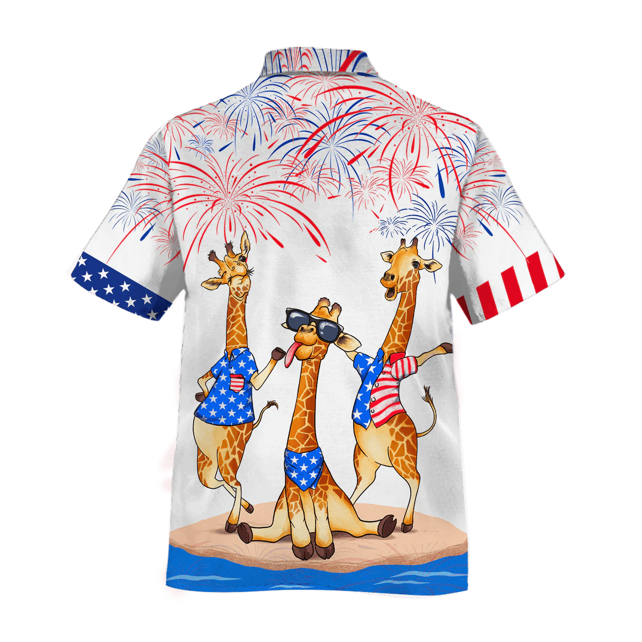 Giraffe Independence Day Aloha Hawaiian Shirts For Summer, Happy 4th Of July Patriotic Giraffe Hawaiian Shirt For Men Women, Gift For Giraffe Lovers - Amzanimalsgift