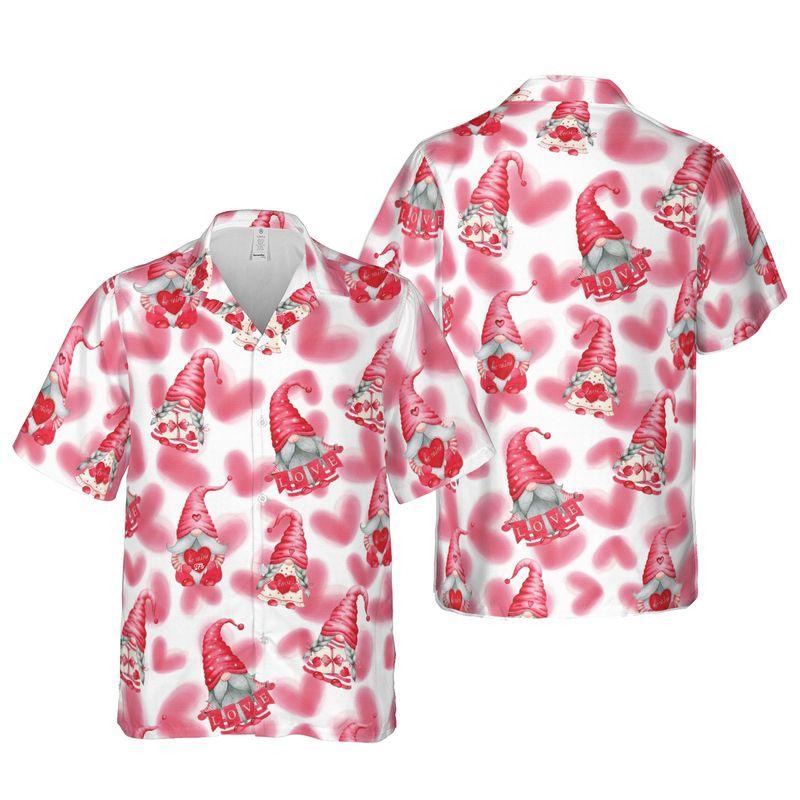 Gnome Aloha Hawaiian Shirts For Summer, Heart Love Hawaiian Set For Men Women, Valentine Gift For Husband Wife, Boyfriend, Girlfriend, Couple - Amzanimalsgift