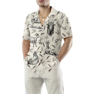 Goat Hawaiian Shirt, Vintage Goat Aloha Shirt For Men - Perfect Gift For Farm Lovers, Men, Husband, Boyfriend, Friend, Family - Amzanimalsgift