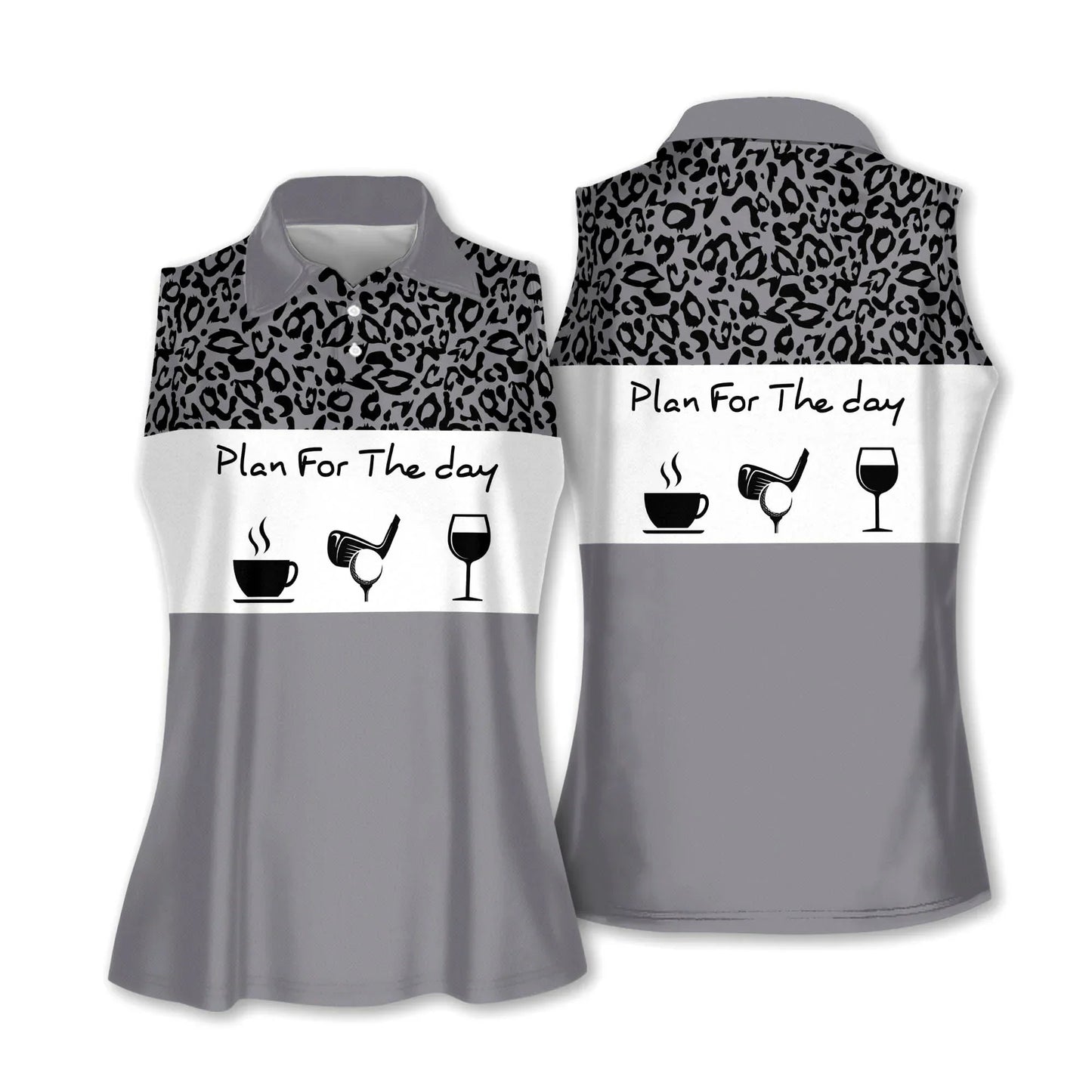 Golf And Wine Women Polo Shirt, Plan For The Day Leopard Pattern Multicolor Women Polo Shirt - Gift For Mother's Day, Golfers, Golf Lover - Amzanimalsgift