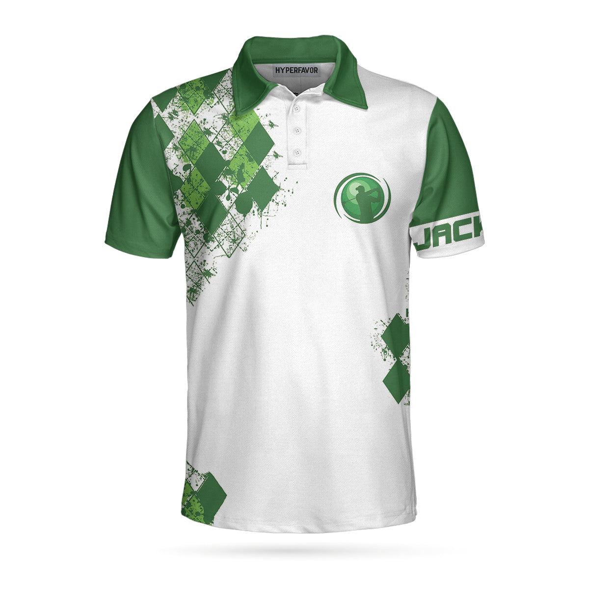 Golf Custom Men Polo Shirt, I Made A Hole In One Custom Polo Shirt, White And Green Argyle Pattern Polo Shirt - Perfect Gift For Men, Golfers - Amzanimalsgift